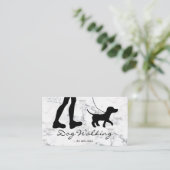 Black Dog Walker Silhouette op Faux Marble Visitekaartje (Staand voorkant)