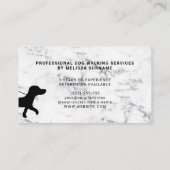 Black Dog Walker Silhouette op Faux Marble Visitekaartje (Achterkant)