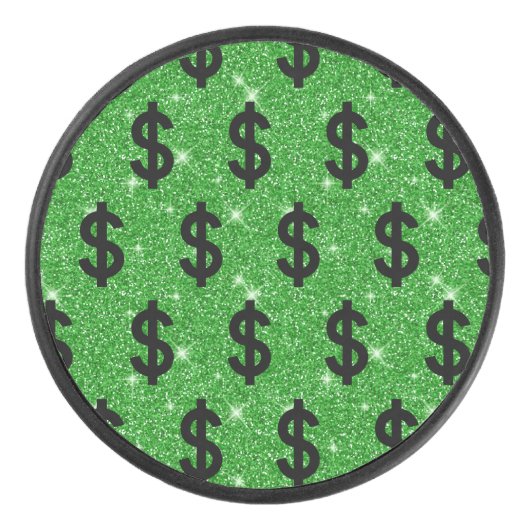 Black Dollar Sign Money Entrepreneur Wall Street Hockey Puck (Voorkant)