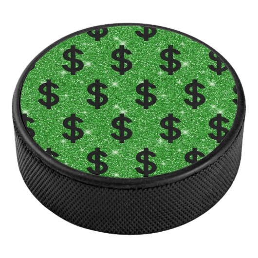 Black Dollar Sign Money Entrepreneur Wall Street Hockey Puck (3/4)