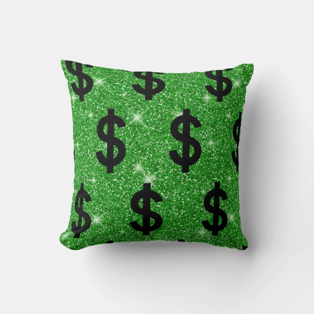 Black Dollar Sign Money Entrepreneur Wall Street Kussen (Voorkant)