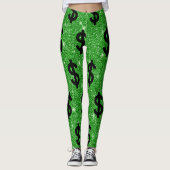Black Dollar Sign Money Entrepreneur Wall Street Leggings (Voorkant)