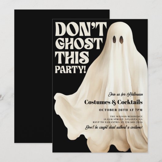 Black Don't Ghost This Party Grappig Halloween Kaart (Voorkant / Achterkant)