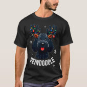 Black Doodle Dog Reindoodle Reindeer Doodle Christ T-shirt (Voorkant)