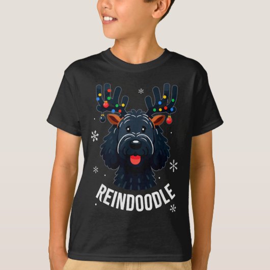 Black Doodle Dog Reindoodle Reindeer Doodle Christ T-shirt (Voorkant)