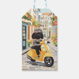 Black Doodle Riding Scooter European City Streets Cadeaulabel