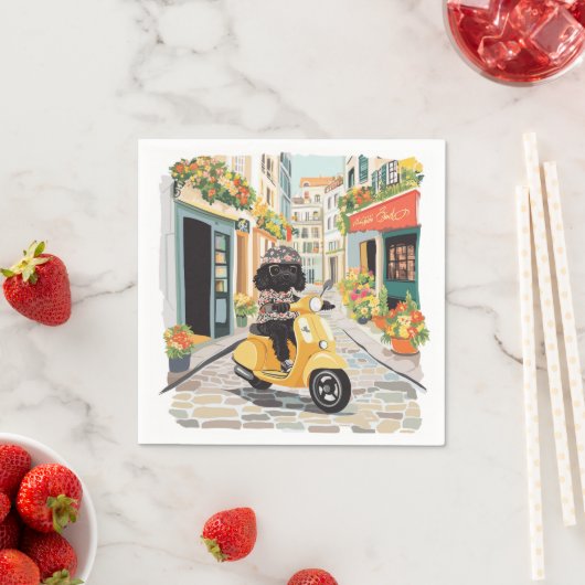 Black Doodle Riding Scooter European City Streets Servet (Insitu)