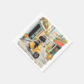 Black Doodle Riding Scooter European City Streets Servet (Hoek)