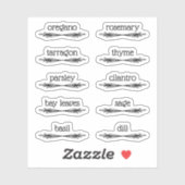 Black Doodled Sprigs 10 Spice Herb Labels (Vel)