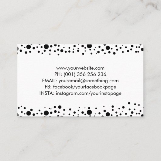 Black Dot Art Splatter Camera Shutter Visitekaartje (Achterkant)