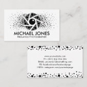 Black Dot Art Splatter Camera Shutter Visitekaartje (Voorkant / Achterkant)
