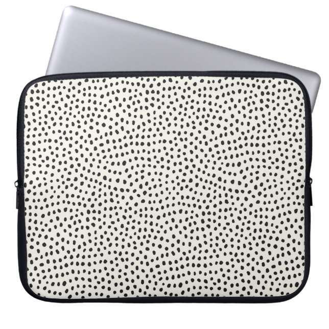 Black Dot Pattern Laptop Sleeve (Voorkant)