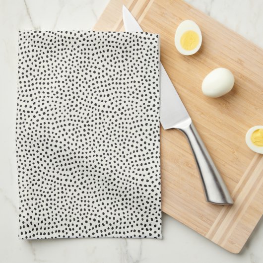 Black Dot Pattern Theedoek (Quarter Fold)
