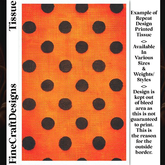 Black Dots on Orange Repeat Design DW2F Decoupage Tissuepapier