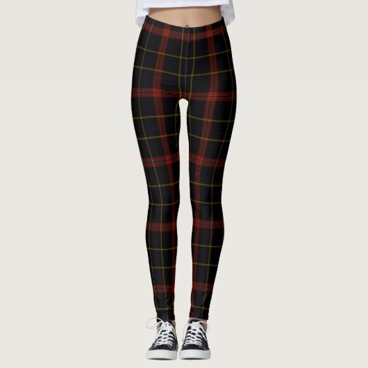 Black Double Red Yellow Giant Tartan Pset Leggings (Voorkant)