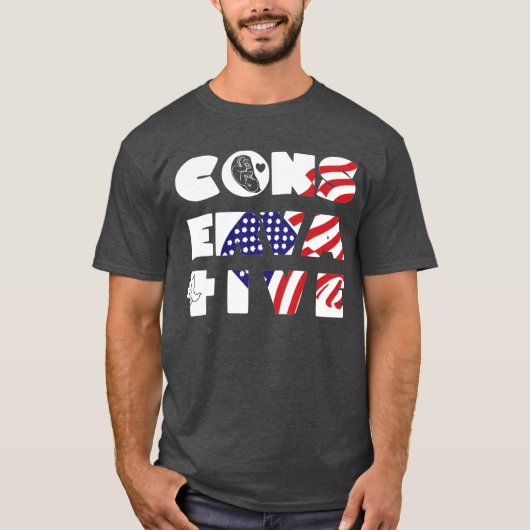 Black Dove Cross US Flag Pro Life Conservative T-shirt (Voorkant)