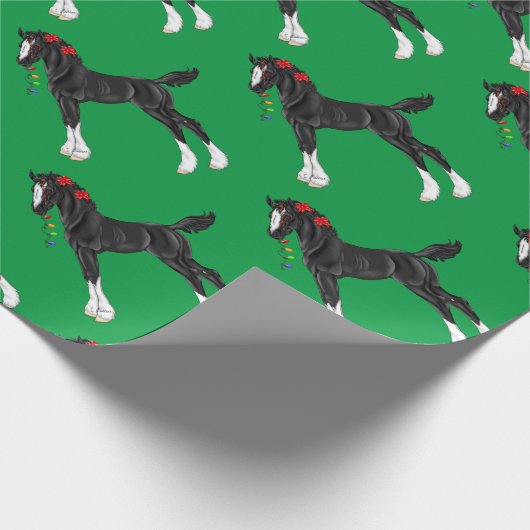 Black Draft Horse Foal Kerstmis Cadeaupapier (Hoek)