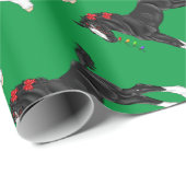 Black Draft Horse Foal Kerstmis Cadeaupapier (Rol Hoek)