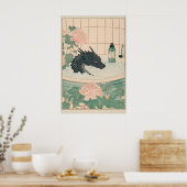 Black Dragon Bathroom Print Japanese Ukiyo-e Art (Keuken)