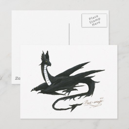 Black_Dragon_by_angel_wolfmaiden Briefkaart (Voorkant / Achterkant)