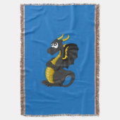 Black dragon cartoon deken (Voorkant Verticaal)
