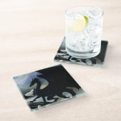 Black Dragon Fantasy Blue Mountains Glazen Onderzetter (Schuin)