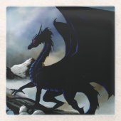 Black Dragon Fantasy Blue Mountains Glazen Onderzetter (Voorkant)