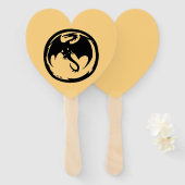 Black Dragon gold heart hand fans Handwaaier (Voorkant en achterkant)