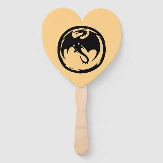 Black Dragon gold heart hand fans Handwaaier (Voorkant)