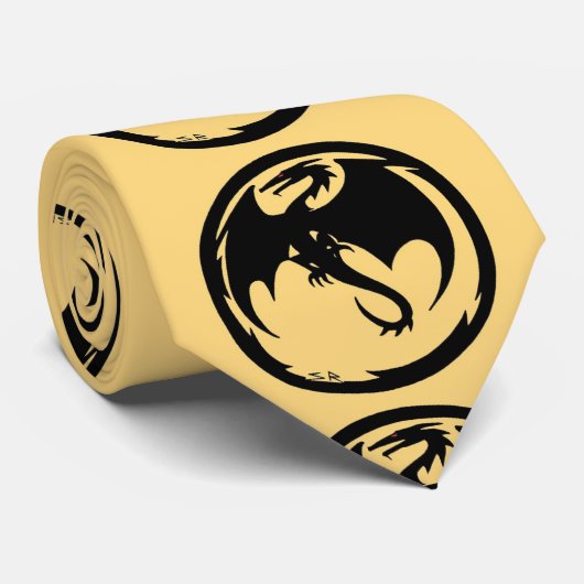Black Dragon Gold necktie Stropdas (Opgerold)