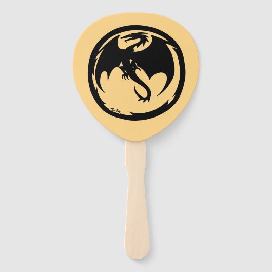 Black Dragon gold paddle hand fans Handwaaier (Voorkant)
