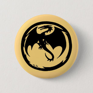 Black Dragon gouden knop Ronde Button 5,7 Cm