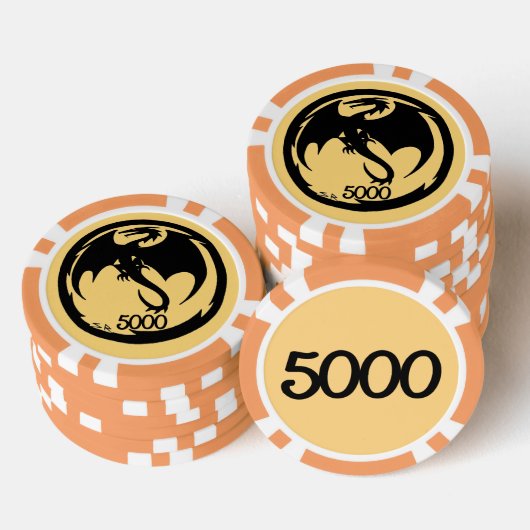 Black Dragon gouden sinaasappel 5000 gestreepte po Poker Chips (Opstapeling)