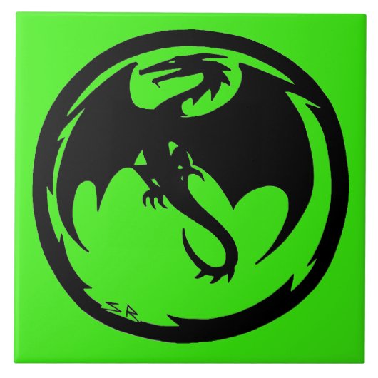 Black Dragon Green grote tegels Tegeltje (Voorkant)