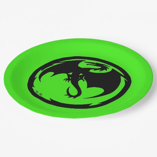 Black Dragon groen groot papier borden Papieren Bordje (Gekanteld)