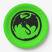 Black Dragon groen groot papier borden Papieren Bordje (Voorkant)