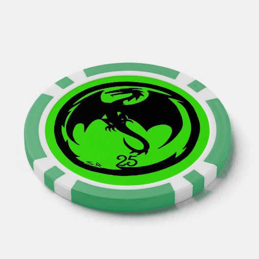 Black Dragon groene 25 gestreepte pokerchip (Enkel)