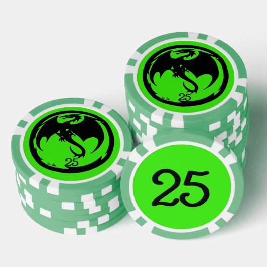 Black Dragon groene 25 gestreepte pokerchip (Opstapeling)