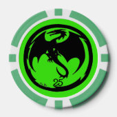 Black Dragon groene 25 gestreepte pokerchip (Voorkant)