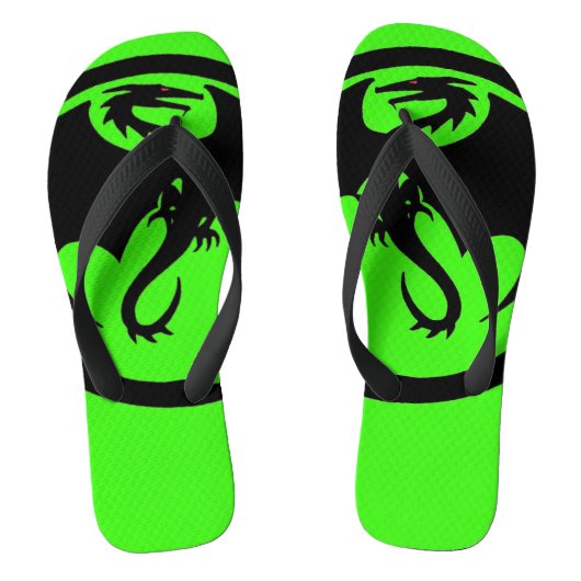 Black Dragon groene brede teenslippers (Voetbed)