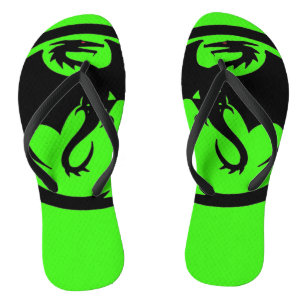 Black Dragon groene teenslippers