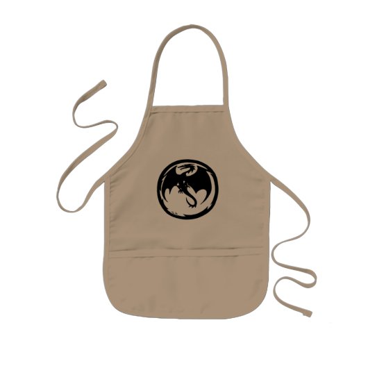 Black Dragon kinder khaki chef apron Kinder Schort (Voorkant)