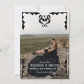 Black Dragon Monogram Fantasy Huwelijksfoto Save The Date (Voorkant)