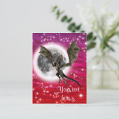 Black Dragon - Mythische Fantasy Creatuur Rode Hem Briefkaart (Staand voorkant)