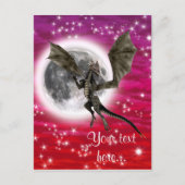 Black Dragon - Mythische Fantasy Creatuur Rode Hem Briefkaart (Voorkant)