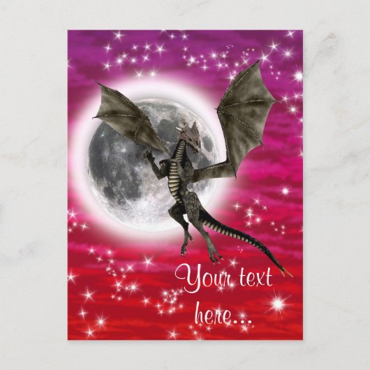 Black Dragon - Mythische Fantasy Creatuur Rode Hem Briefkaart (Voorkant)