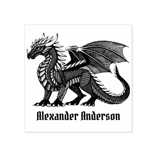 Black Dragon Name Bord Personaliseer Rubber Stamp Rubberstempel (Afrduk)