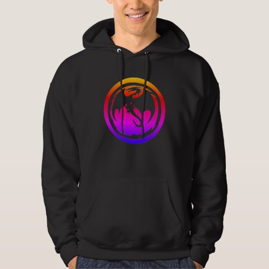 Black Dragon neon men black hooded sweatshirt (Voorkant)