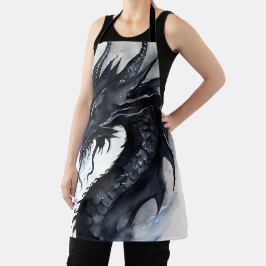 Black Dragon Nidhogg Waterverf Design Schort (Insitu)