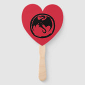 Black Dragon red heart hand fans Handwaaier (Voorkant)